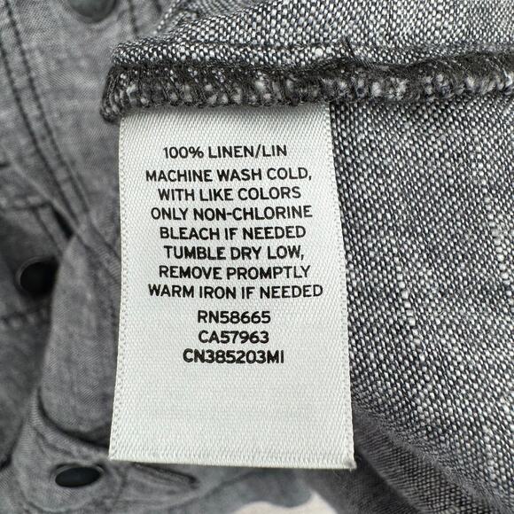 Caslon Linen Snap Down Jacket Womens Medium Gray Metal Buttons - Picture 8 of 10